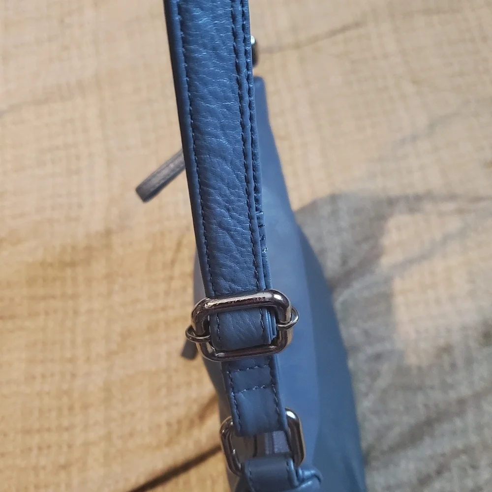 Great American Leatherworks Blue Grey Granada Double Top Zip Shoulder Bag - Picture 6 of 9